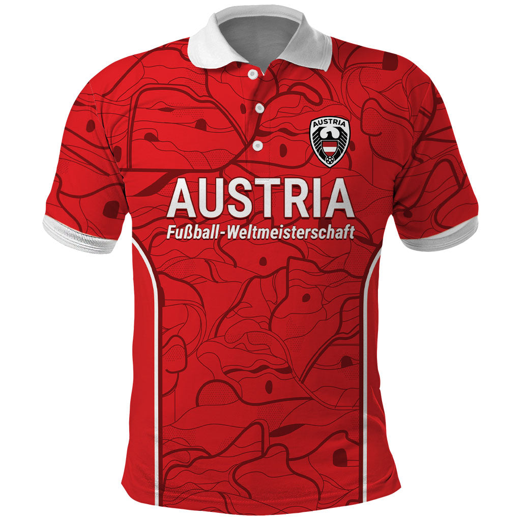 Custom World Football 2026 Austria Polo Shirt Fussball WM Gemma Burschen Red Glory