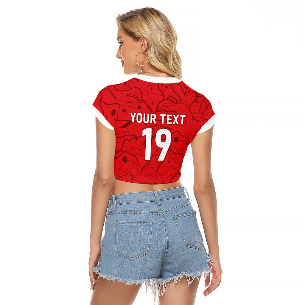 Custom World Football 2026 Austria Raglan Cropped T Shirt Fussball WM Gemma Burschen Red Glory