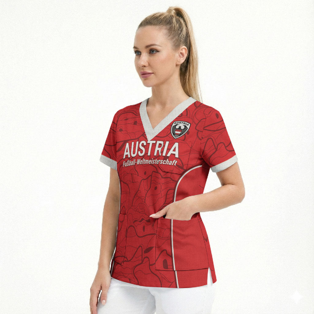 Custom World Football 2026 Austria Scrub Top Fussball WM Gemma Burschen Red Glory