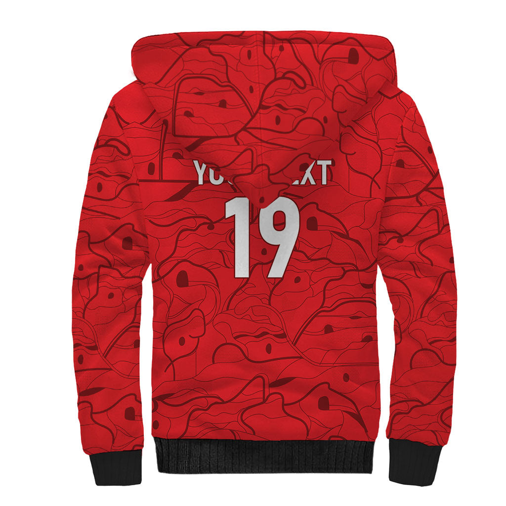 Custom World Football 2026 Austria Sherpa Hoodie Fussball WM Gemma Burschen Red Glory
