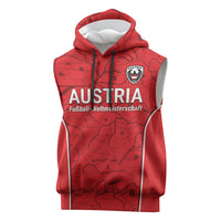 Custom World Football 2026 Austria Sleeveless Hoodie Fussball WM Gemma Burschen Red Glory