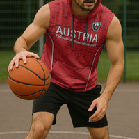 Custom World Football 2026 Austria Sleeveless Hoodie Fussball WM Gemma Burschen Red Glory