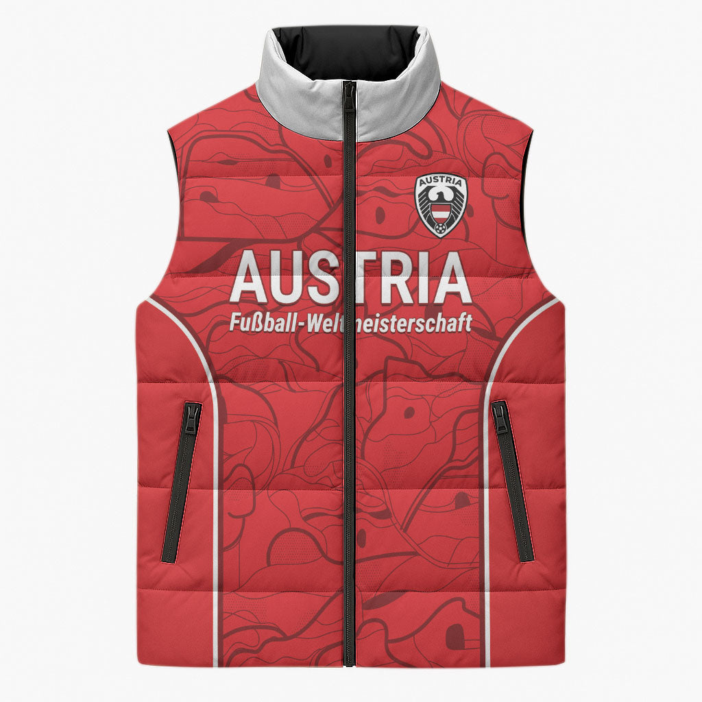Custom World Football 2026 Austria Sleeveless Puffer Jacket Fussball WM Gemma Burschen Red Glory