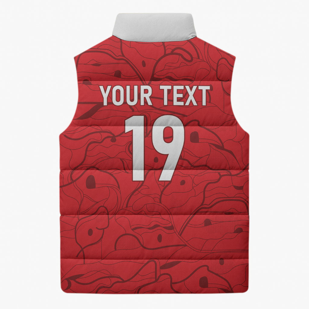 Custom World Football 2026 Austria Sleeveless Puffer Jacket Fussball WM Gemma Burschen Red Glory