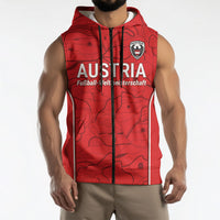 Custom World Football 2026 Austria Sleeveless Zip Hoodie Fussball WM Gemma Burschen Red Glory