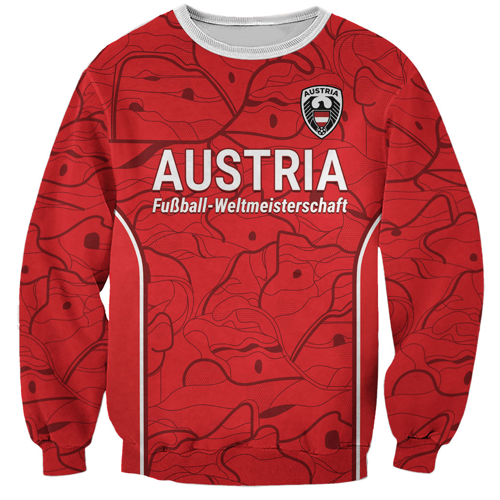 Custom World Football 2026 Austria Sweatshirt Fussball WM Gemma Burschen Red Glory
