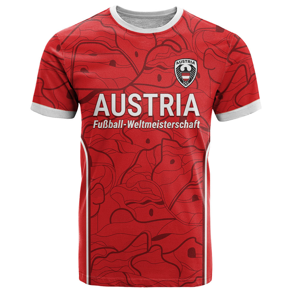 Custom World Football 2026 Austria T Shirt Fussball WM Gemma Burschen Red Glory