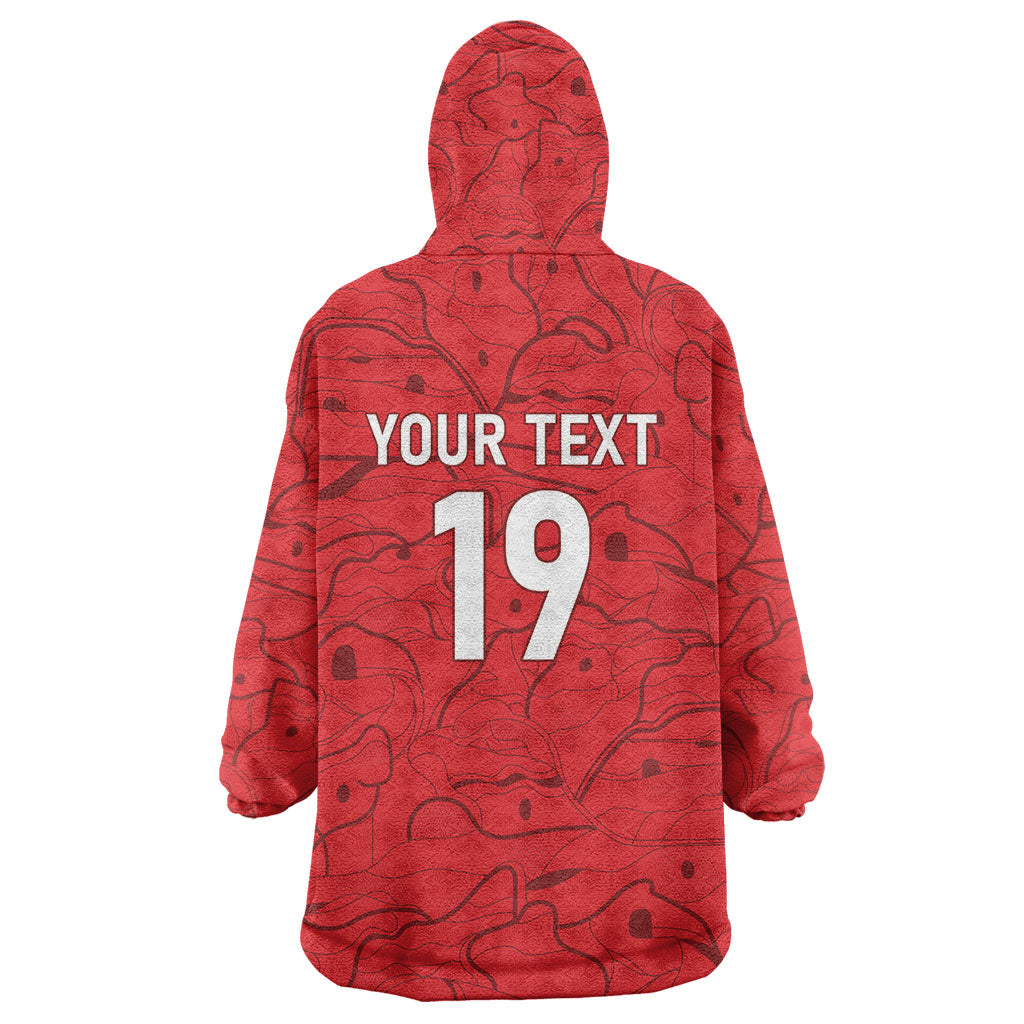 Custom World Football 2026 Austria Wearable Blanket Hoodie Fussball WM Gemma Burschen Red Glory