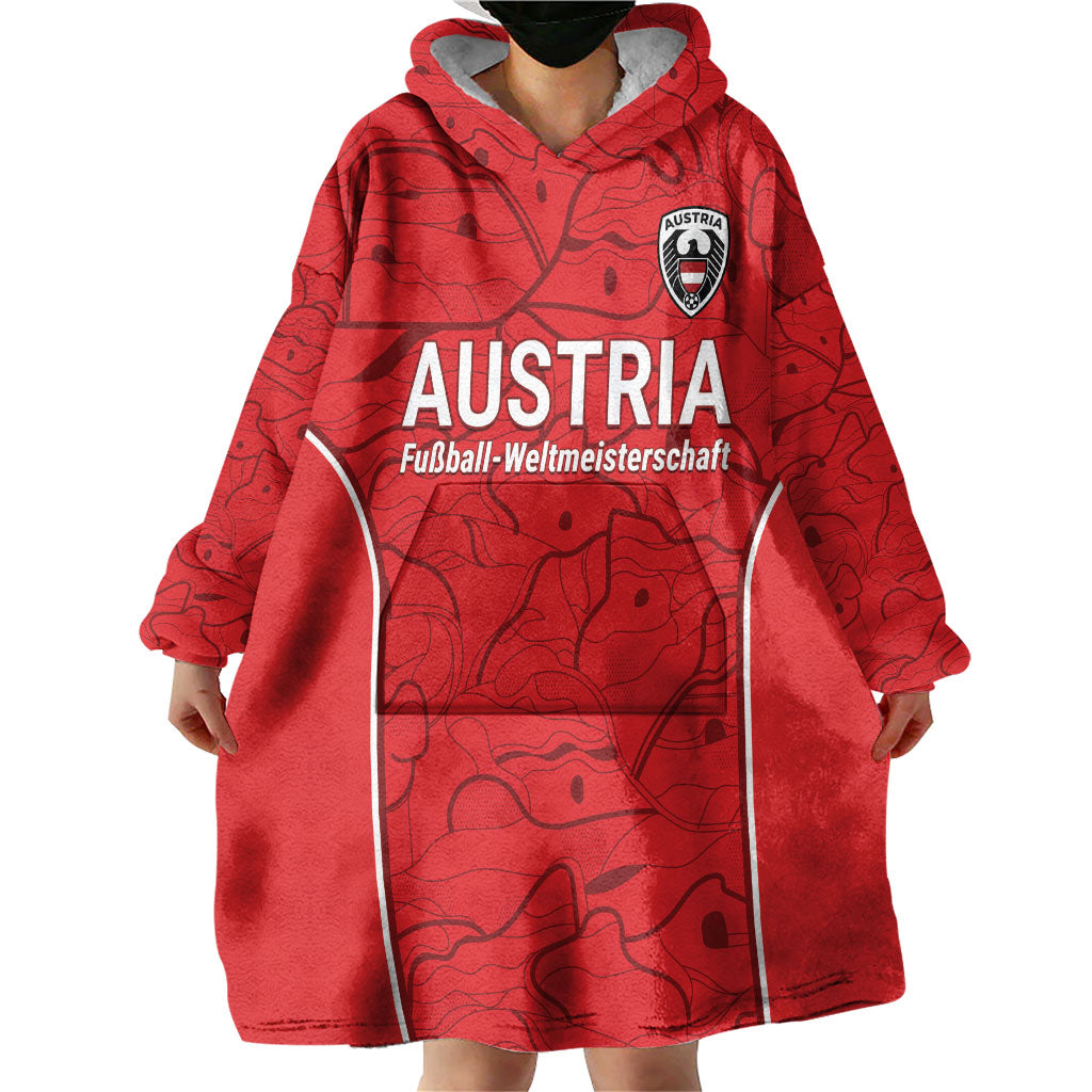 Custom World Football 2026 Austria Wearable Blanket Hoodie Fussball WM Gemma Burschen Red Glory