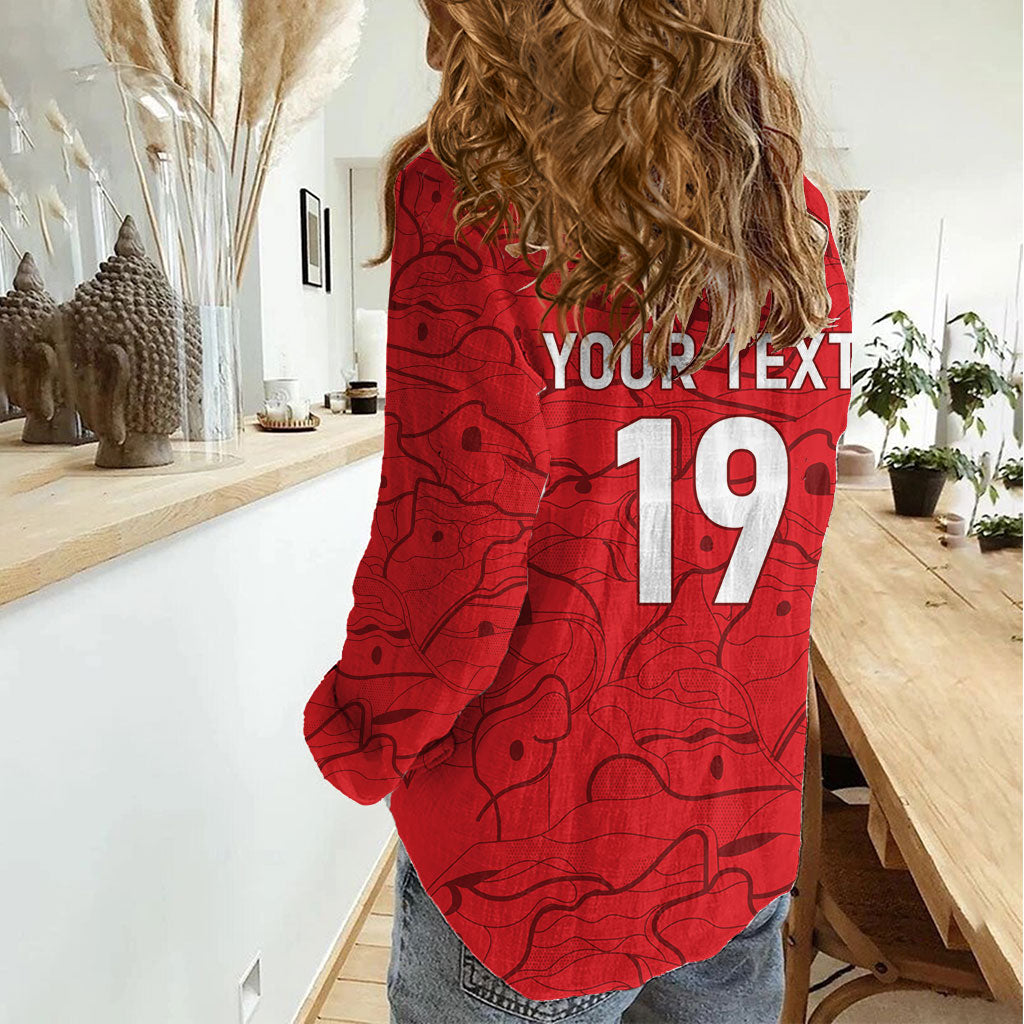 Custom World Football 2026 Austria Women Casual Shirt Fussball WM Gemma Burschen Red Glory