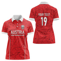 Custom World Football 2026 Austria Women Polo Shirt Fussball WM Gemma Burschen Red Glory