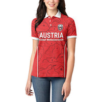 Custom World Football 2026 Austria Women Polo Shirt Fussball WM Gemma Burschen Red Glory