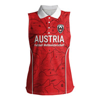 Custom World Football 2026 Austria Women Sleeveless Polo Shirt Fussball WM Gemma Burschen Red Glory