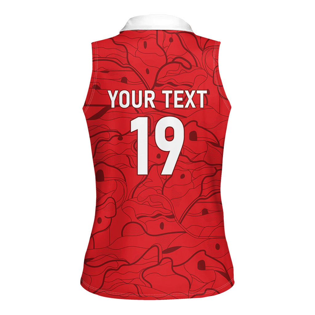 Custom World Football 2026 Austria Women Sleeveless Polo Shirt Fussball WM Gemma Burschen Red Glory