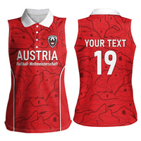 Custom World Football 2026 Austria Women Sleeveless Polo Shirt Fussball WM Gemma Burschen Red Glory