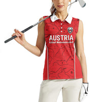 Custom World Football 2026 Austria Women Sleeveless Polo Shirt Fussball WM Gemma Burschen Red Glory
