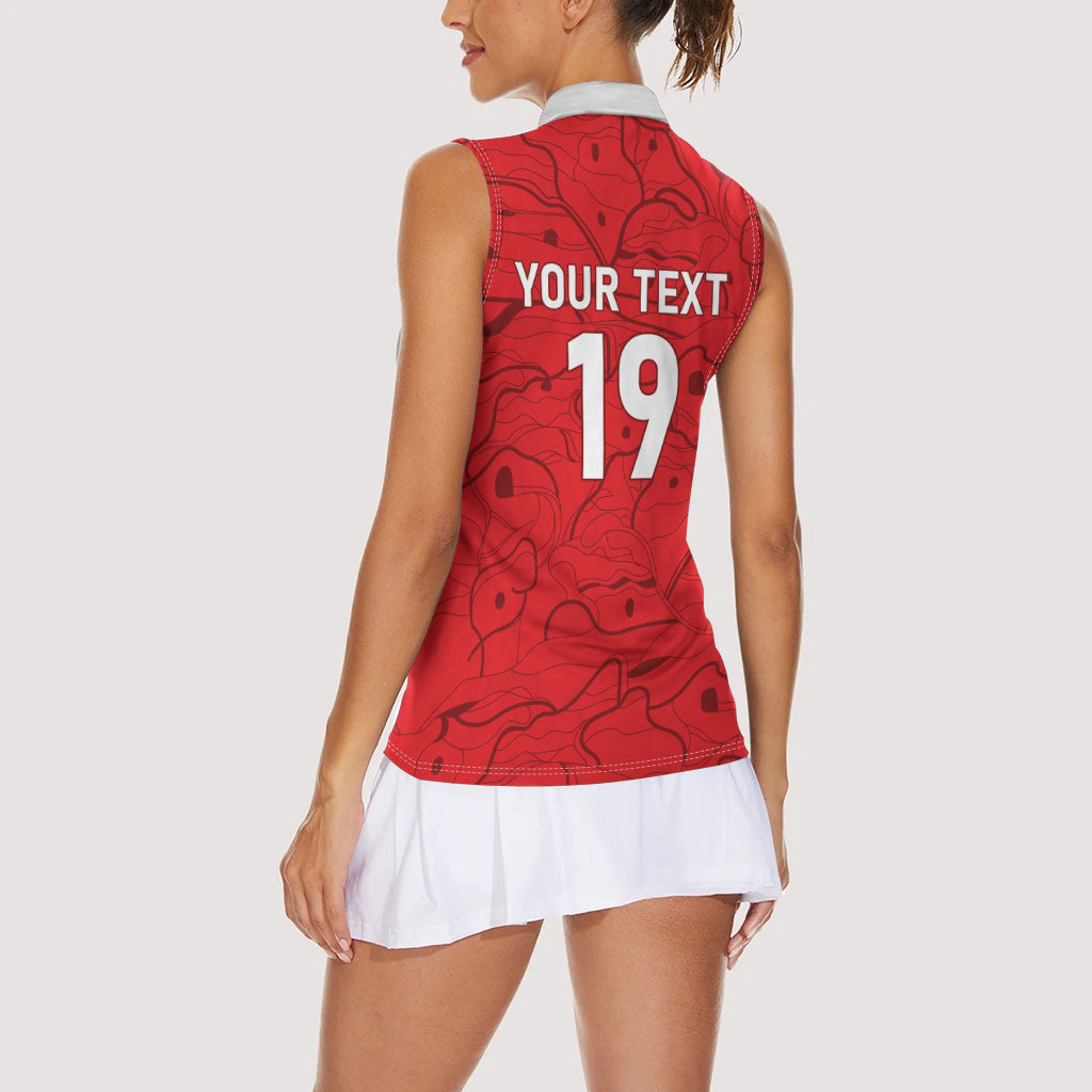 Custom World Football 2026 Austria Women Sleeveless Polo Shirt Fussball WM Gemma Burschen Red Glory
