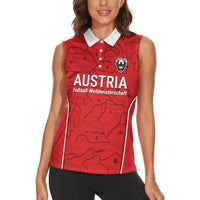 Custom World Football 2026 Austria Women Sleeveless Polo Shirt Fussball WM Gemma Burschen Red Glory