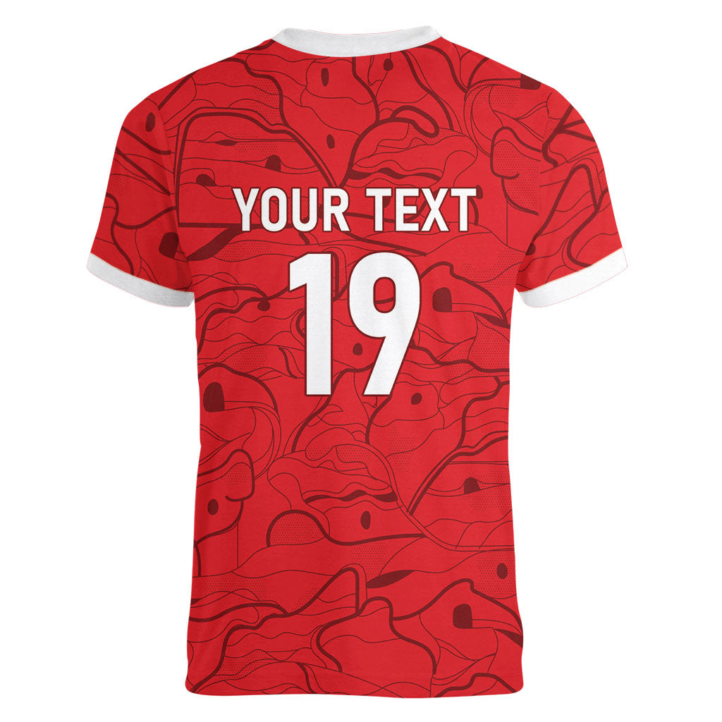 Custom World Football 2026 Austria Women V-Neck T-Shirt Fussball WM Gemma Burschen Red Glory
