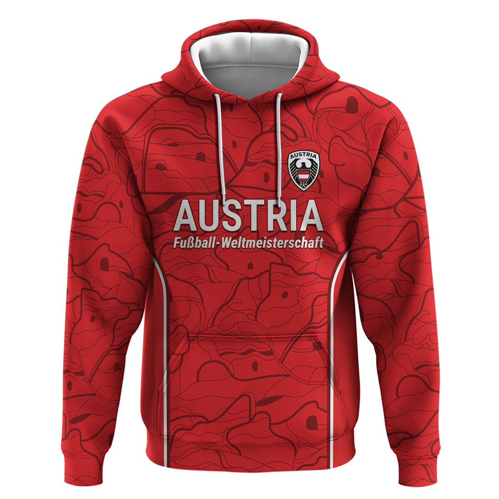 Custom World Football 2026 Austria Zip Hoodie Fussball WM Gemma Burschen Red Glory