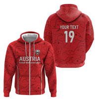 Custom World Football 2026 Austria Zip Hoodie Fussball WM Gemma Burschen Red Glory