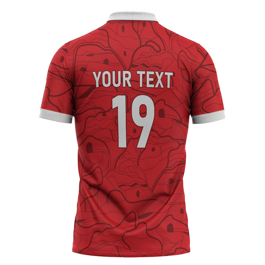 Custom World Football 2026 Austria Zipper Polo Shirt Fussball WM Gemma Burschen Red Glory