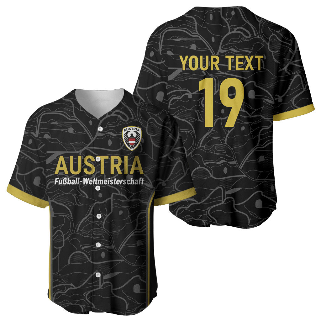 Custom World Football 2026 Austria Baseball Jersey Fussball WM Gemma Burschen Black Glory