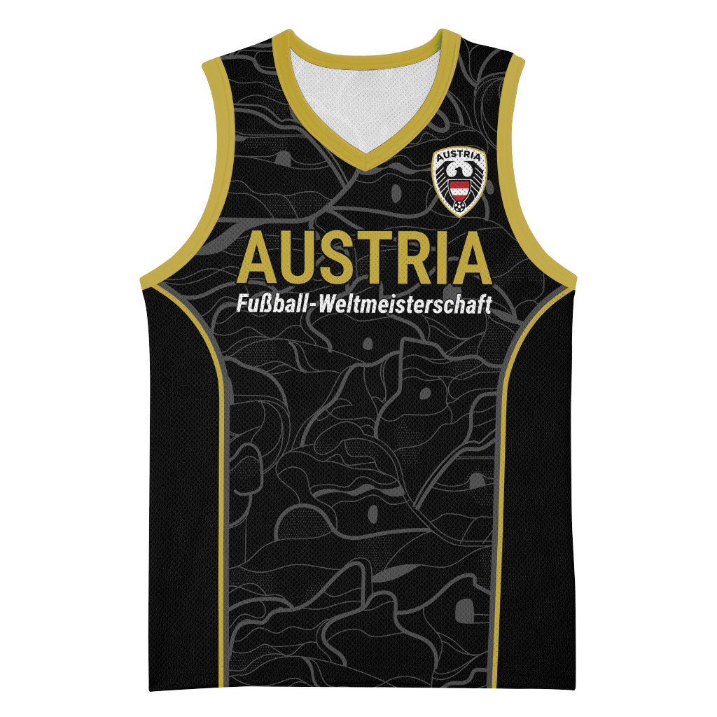 Custom World Football 2026 Austria Basketball Jersey Fussball WM Gemma Burschen Black Glory