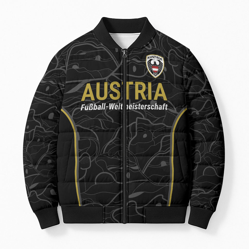 Custom World Football 2026 Austria Bomber Puffer Jacket Fussball WM Gemma Burschen Black Glory