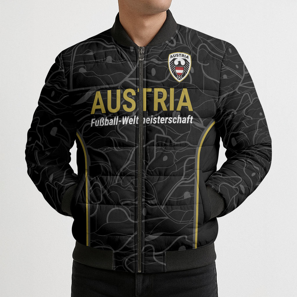 Custom World Football 2026 Austria Bomber Puffer Jacket Fussball WM Gemma Burschen Black Glory