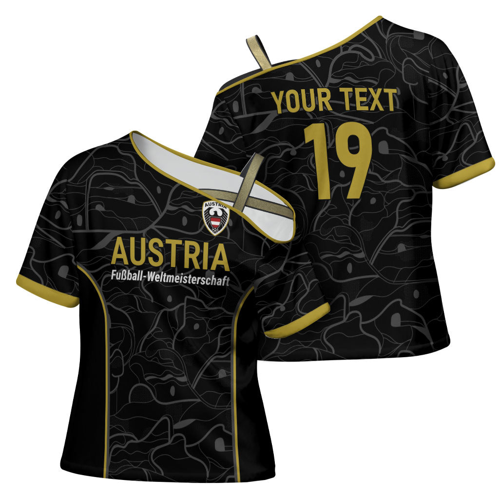 Custom World Football 2026 Austria Cross Shoulder Shirt Fussball WM Gemma Burschen Black Glory