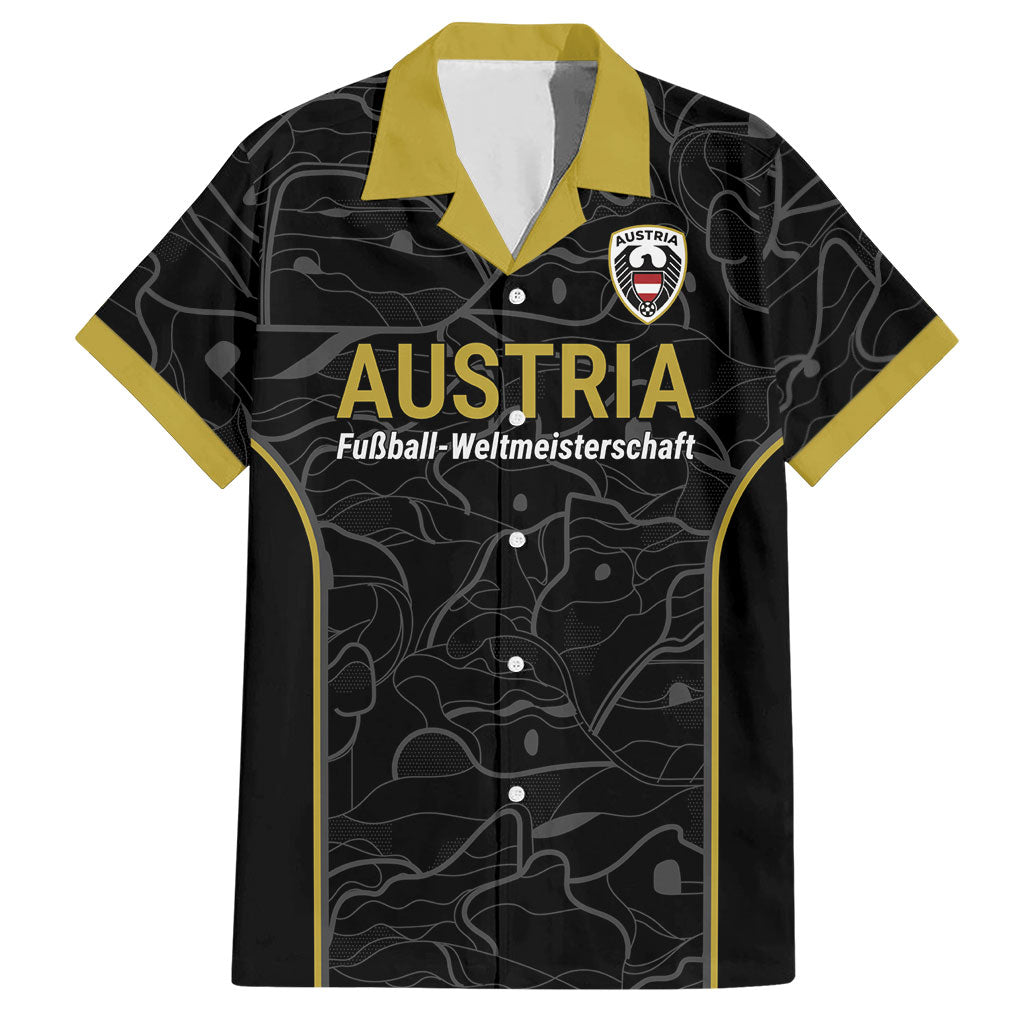 Custom World Football 2026 Austria Hawaiian Shirt Fussball WM Gemma Burschen Black Glory