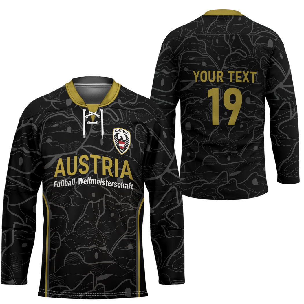 Custom World Football 2026 Austria Hockey Jersey Fussball WM Gemma Burschen Black Glory