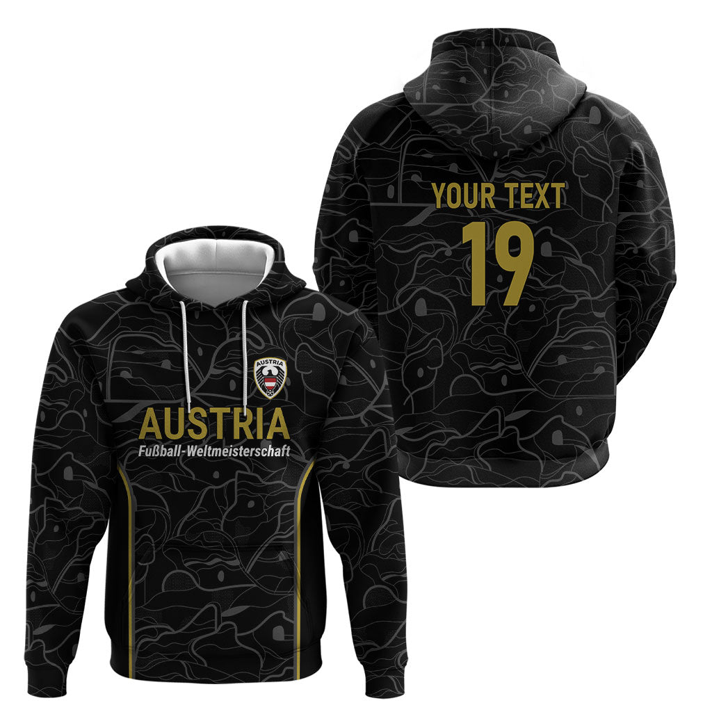 Custom World Football 2026 Austria Hoodie Fussball WM Gemma Burschen Black Glory