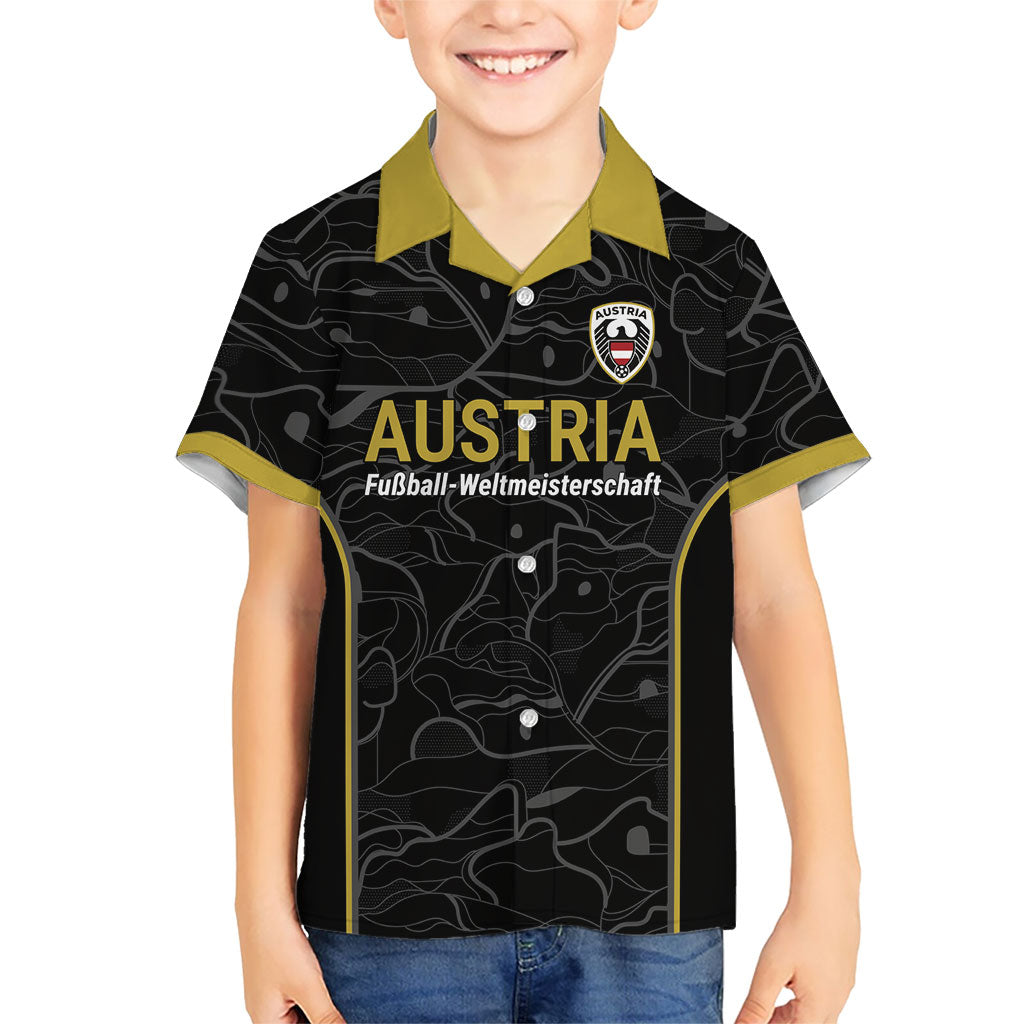 Custom World Football 2026 Austria Kid Hawaiian Shirt Fussball WM Gemma Burschen Black Glory