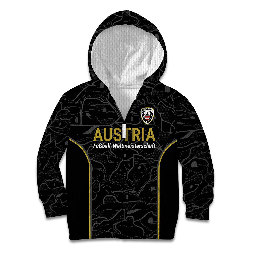 Custom World Football 2026 Austria Kid Hoodie Fussball WM Gemma Burschen Black Glory