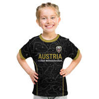 Custom World Football 2026 Austria Kid T Shirt Fussball WM Gemma Burschen Black Glory