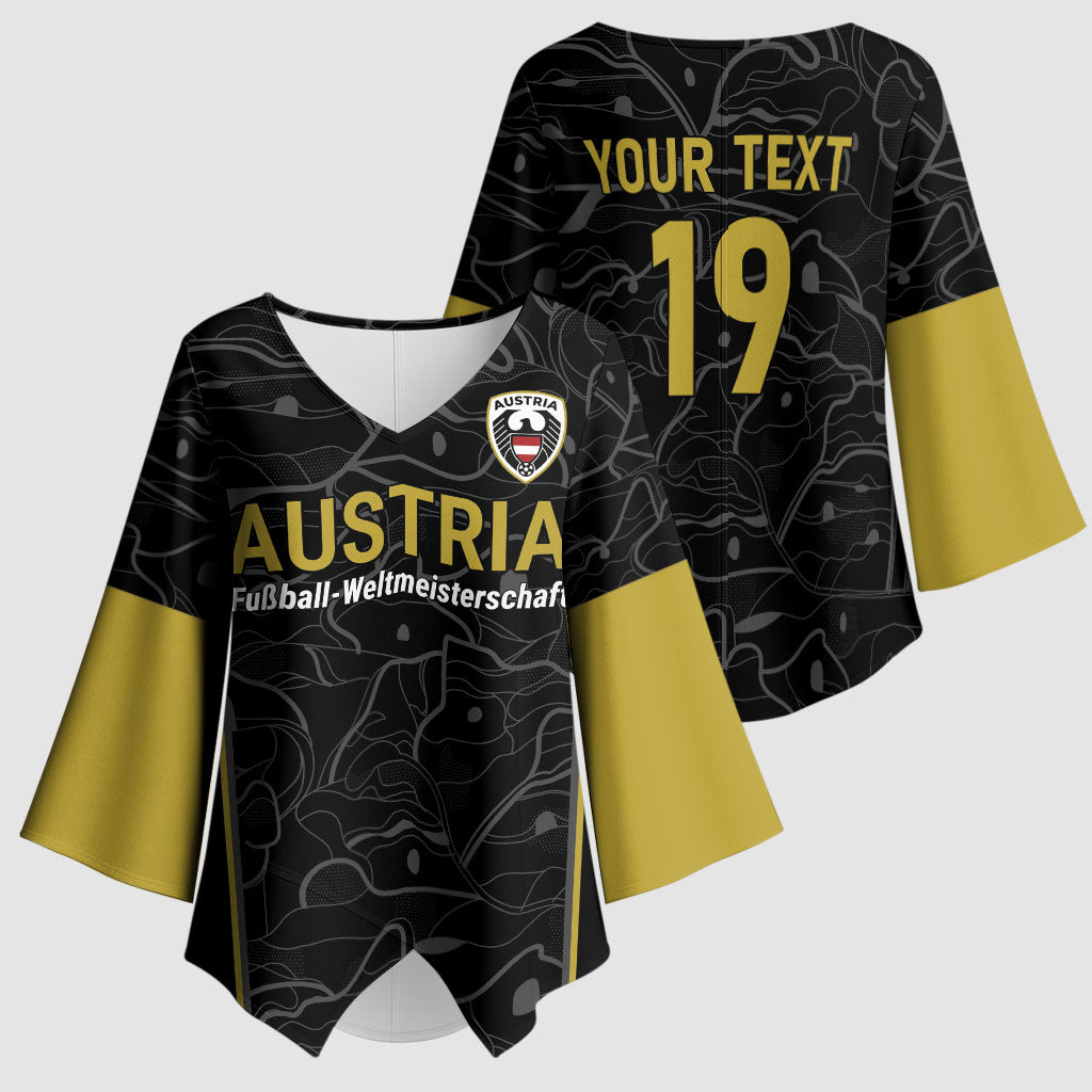 Custom World Football 2026 Austria Kimono Sleeve Blouse Fussball WM Gemma Burschen Black Glory