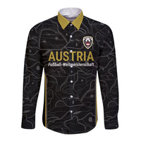 Custom World Football 2026 Austria Long Sleeve Button Shirt Fussball WM Gemma Burschen Black Glory