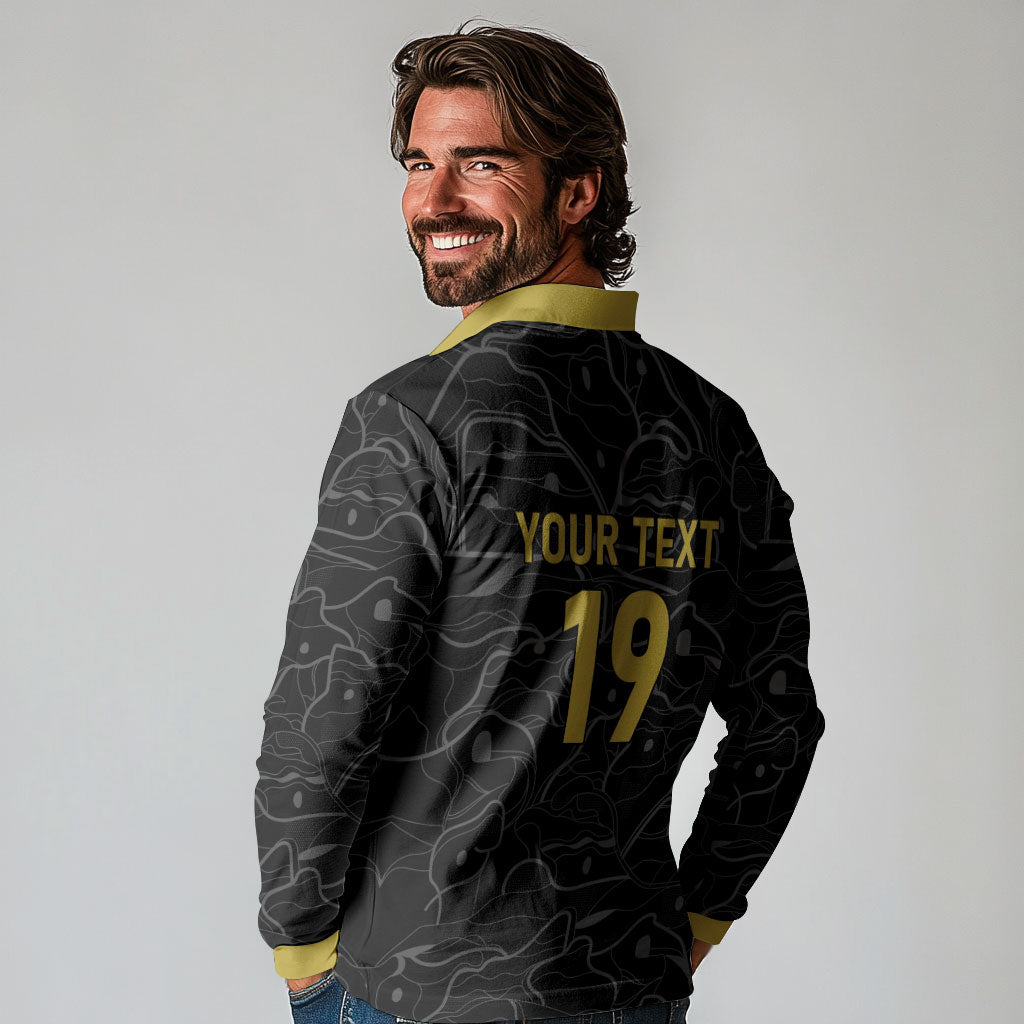 Custom World Football 2026 Austria Long Sleeve Polo Shirt Fussball WM Gemma Burschen Black Glory