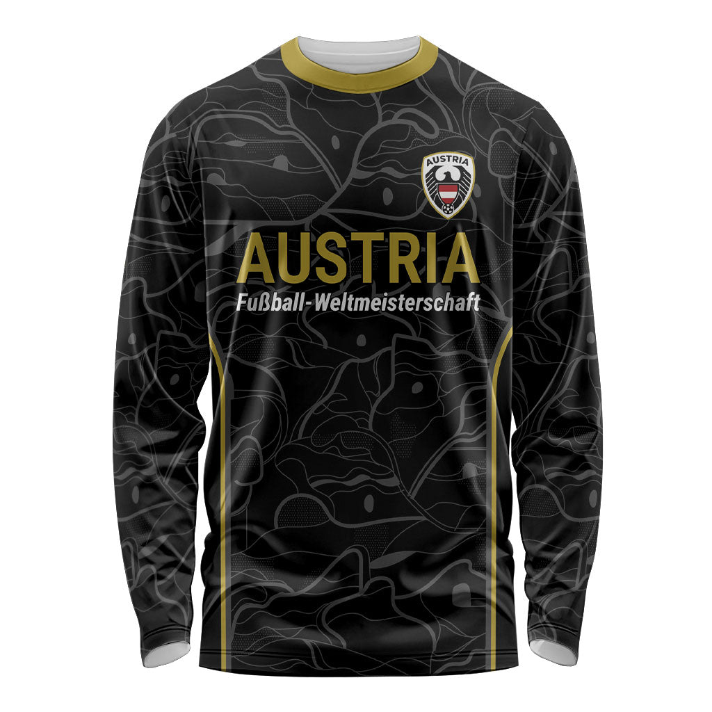 Custom World Football 2026 Austria Long Sleeve Shirt Fussball WM Gemma Burschen Black Glory