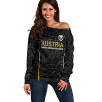 Custom World Football 2026 Austria Off Shoulder Sweater Fussball WM Gemma Burschen Black Glory