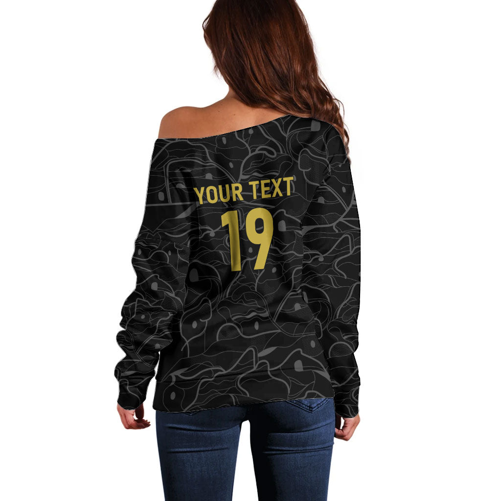 Custom World Football 2026 Austria Off Shoulder Sweater Fussball WM Gemma Burschen Black Glory