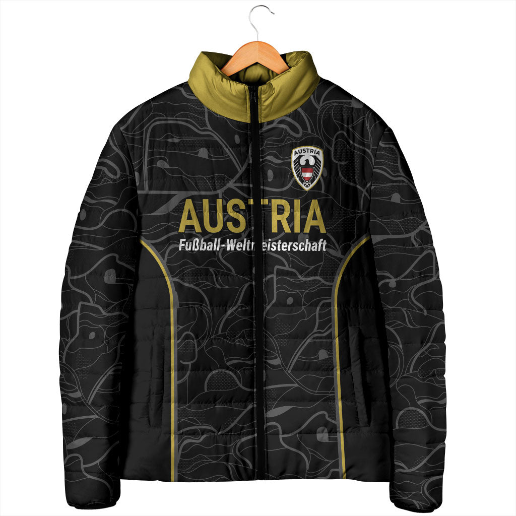 Custom World Football 2026 Austria Padded Jacket Fussball WM Gemma Burschen Black Glory