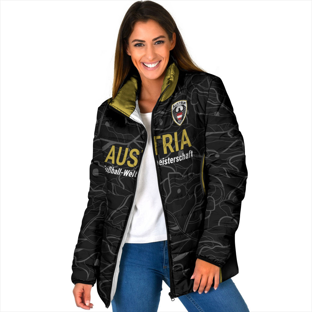 Custom World Football 2026 Austria Padded Jacket Fussball WM Gemma Burschen Black Glory