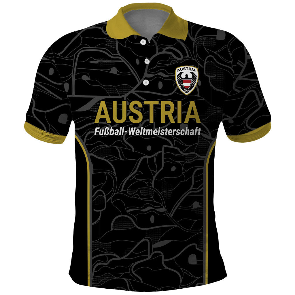 Custom World Football 2026 Austria Polo Shirt Fussball WM Gemma Burschen Black Glory