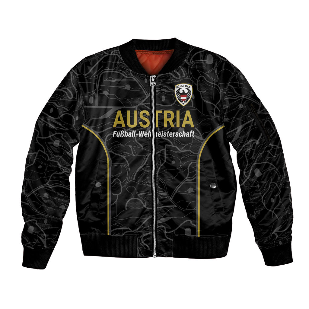 Custom World Football 2026 Austria Sleeve Zip Bomber Jacket Fussball WM Gemma Burschen Black Glory