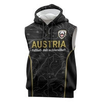 Custom World Football 2026 Austria Sleeveless Zip Hoodie Fussball WM Gemma Burschen Black Glory