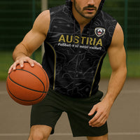 Custom World Football 2026 Austria Sleeveless Zip Hoodie Fussball WM Gemma Burschen Black Glory