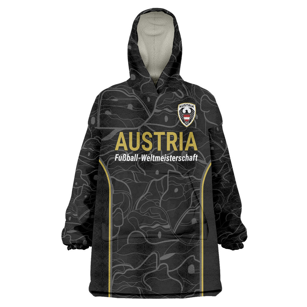 Custom World Football 2026 Austria Wearable Blanket Hoodie Fussball WM Gemma Burschen Black Glory
